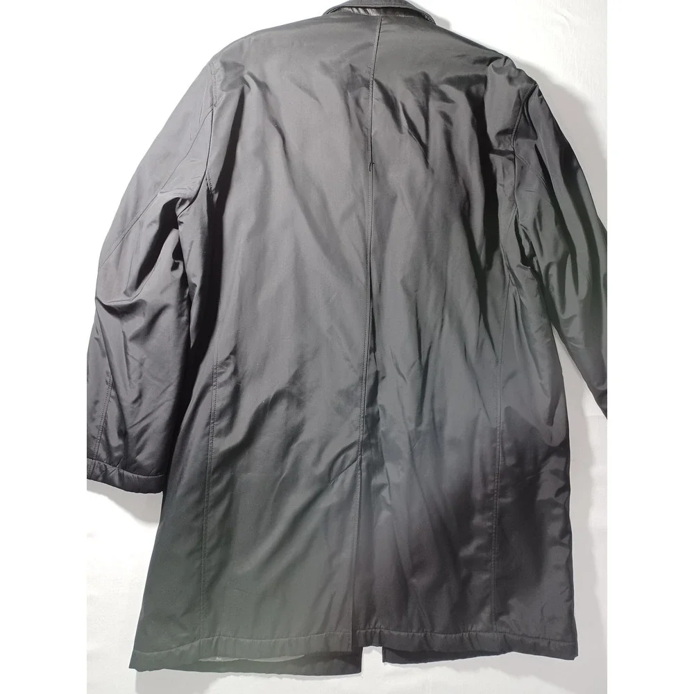 Di Quattro Coat Mens 44R Black‎ Rain Overcoat Quilted Lined Button Front